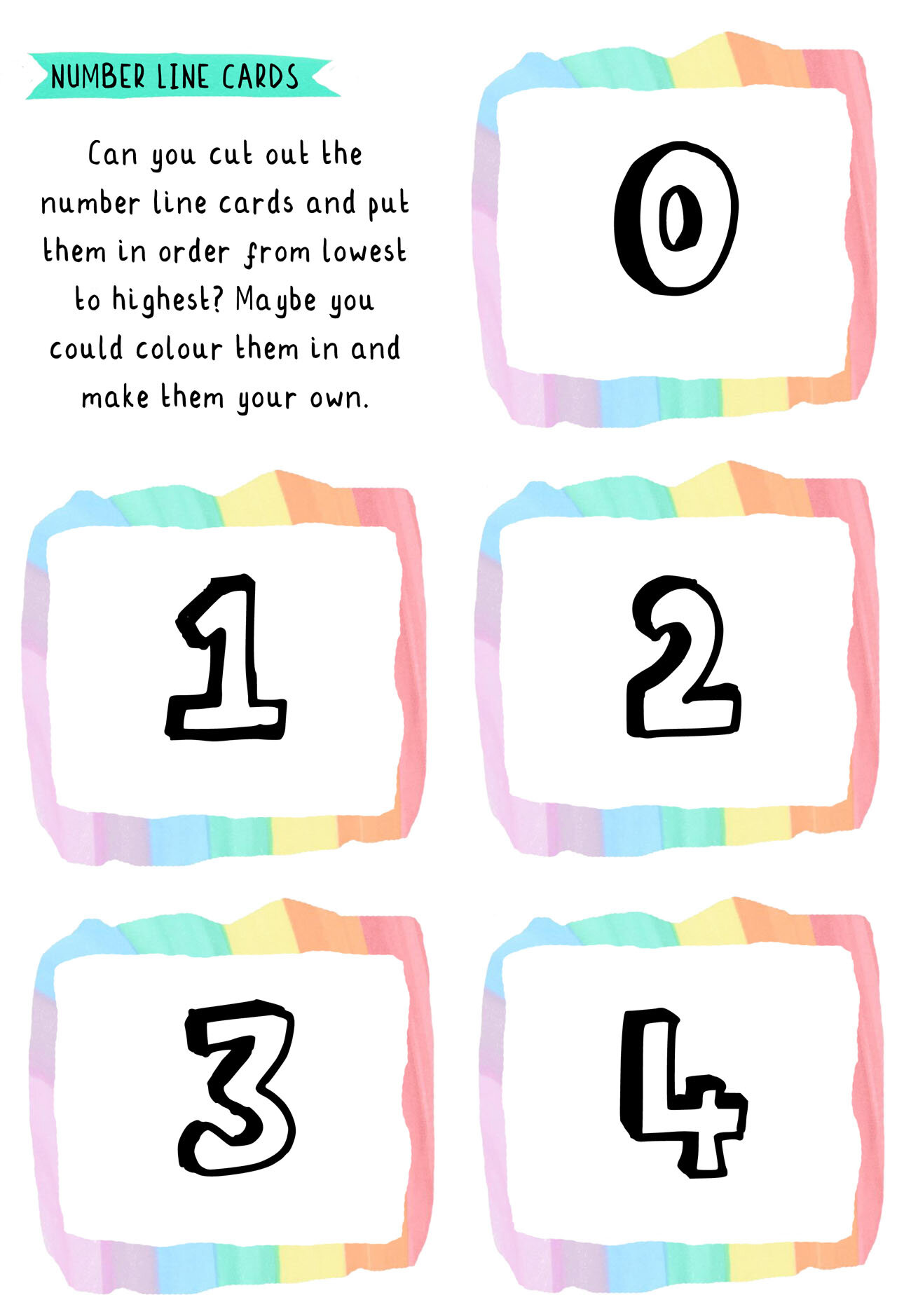 Number line cards