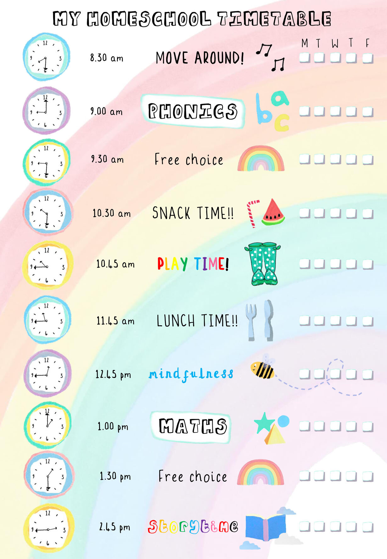 Homeschool timetable