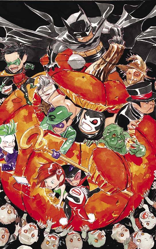 BATMAN LIL GOTHAM BATMAN DAY 2018 #1 SPECIAL ED By Dustin Nguyen & Derek Fridolfs First, Robin needs Batman's help to learn the true meaning of Halloween. Then, on Thanksgiving, Batman and Robin join the families of Gotham City around the table for a holiday feast-and birds of a feather flock together to stage a march against the city...led by The Penguin!