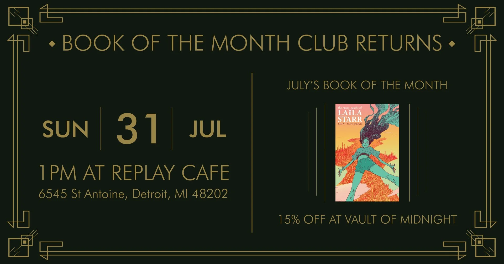 BOOK OF THE MONTH CLUB- THE MANY DEATHS OF LAILA STARR