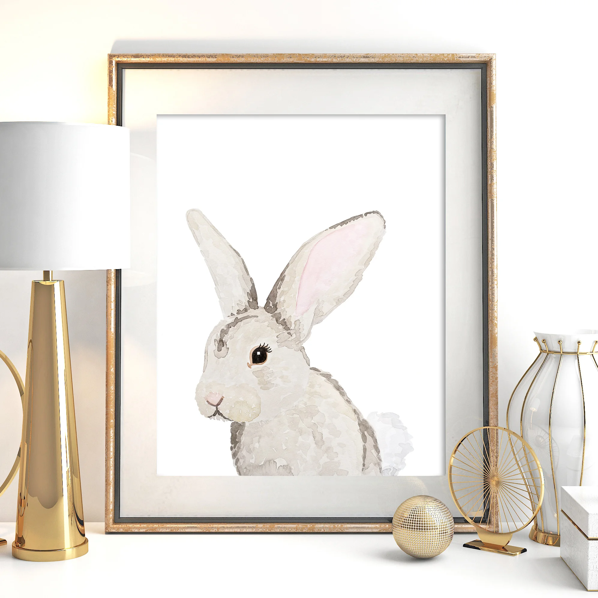 Watercolor Baby Rabbit Nursery Print