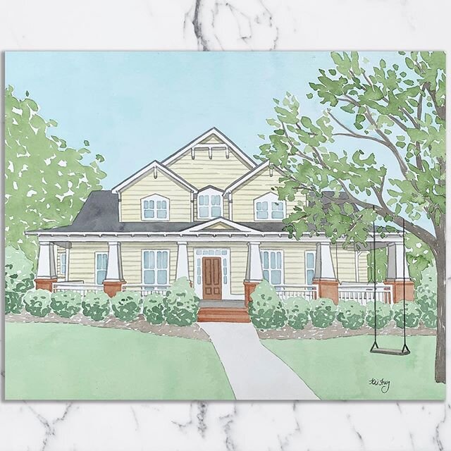 There&rsquo;s nothing cuter than a bright yellow house 💛🏠 DM me for more info on watercolor portraits! . . . 
#watercolor #houseportrait #home #sodomino #decor #alabamaartist #petitejoys #mybeautifulmess #illustrator #abmathome #maker #interior #de