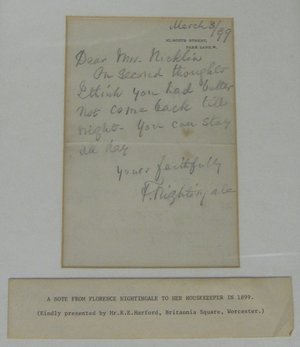 Florence Nightingale's Letter, 1899