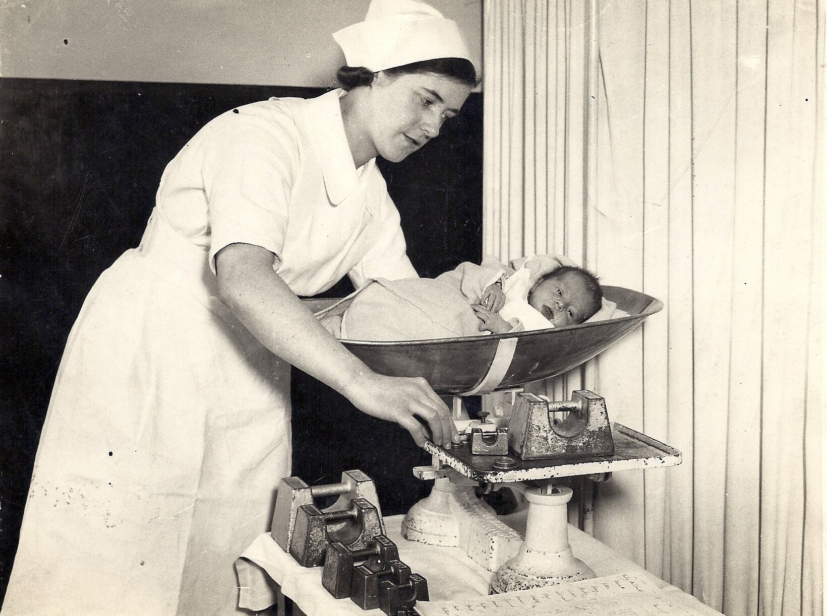Midwife Lucy Ford at the Worcester Royal Infirmary c. 1940s