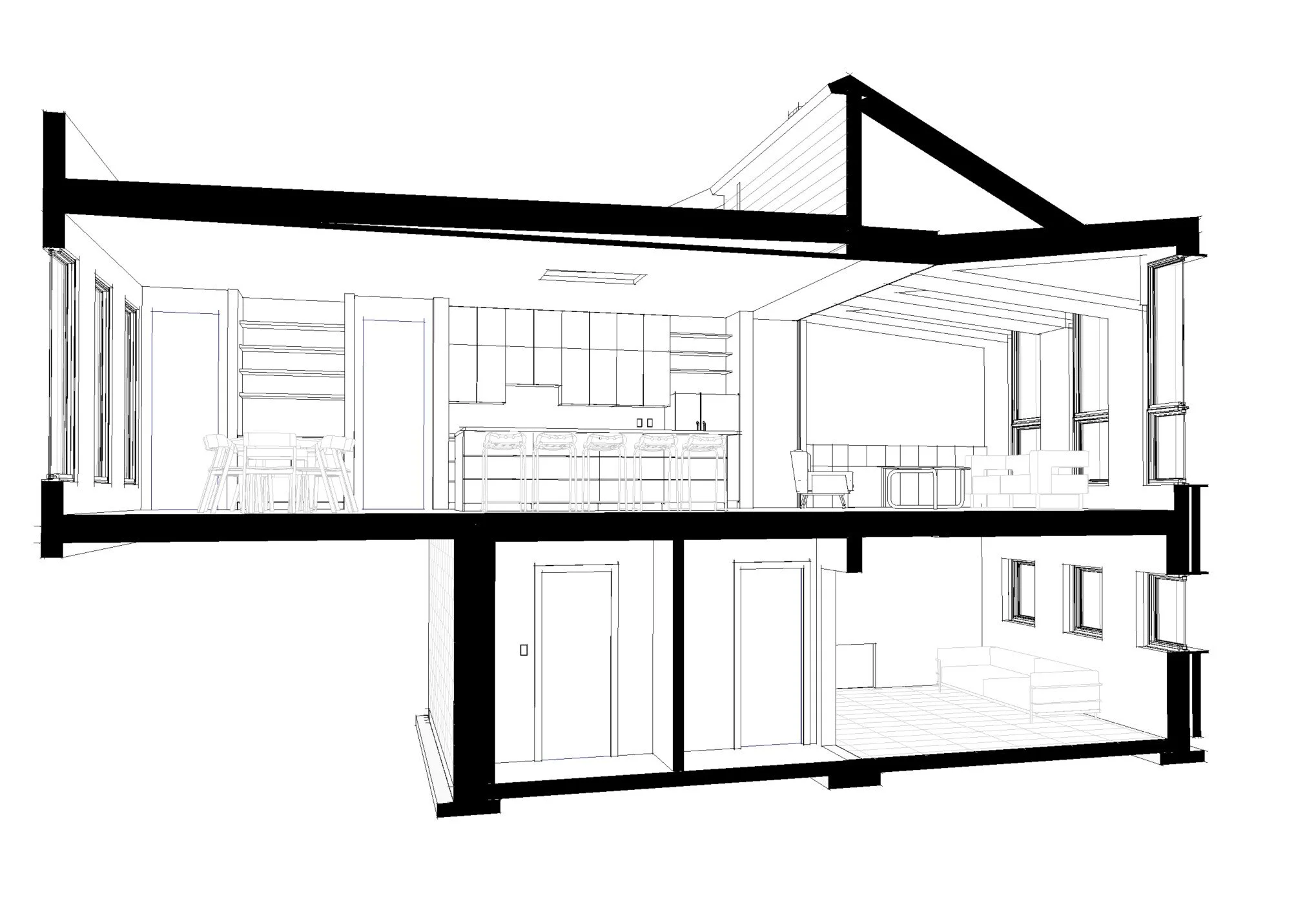 SECTION PERSPECTIVE LIVING DINING 