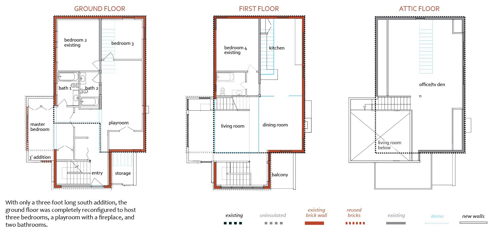 PLANS SHOWING THE EXTENSION OF DEMOLITION AND REUSE 