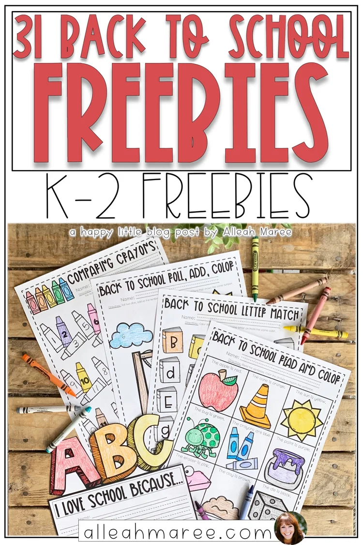 31 Back to School Freebies for K-2 — Alleah Maree