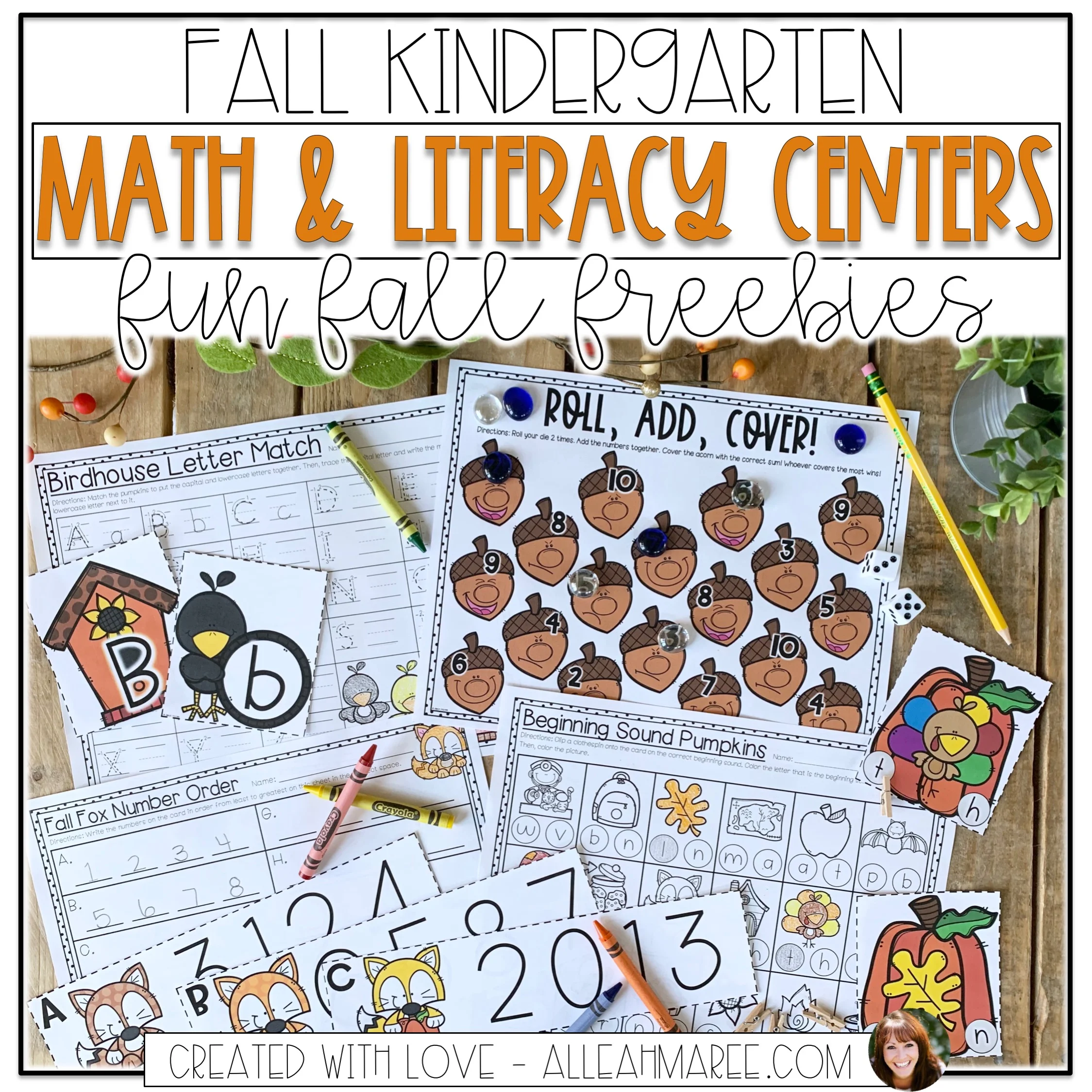 Fall Math and Literacy Centers for Kindergarten FREEBIE
