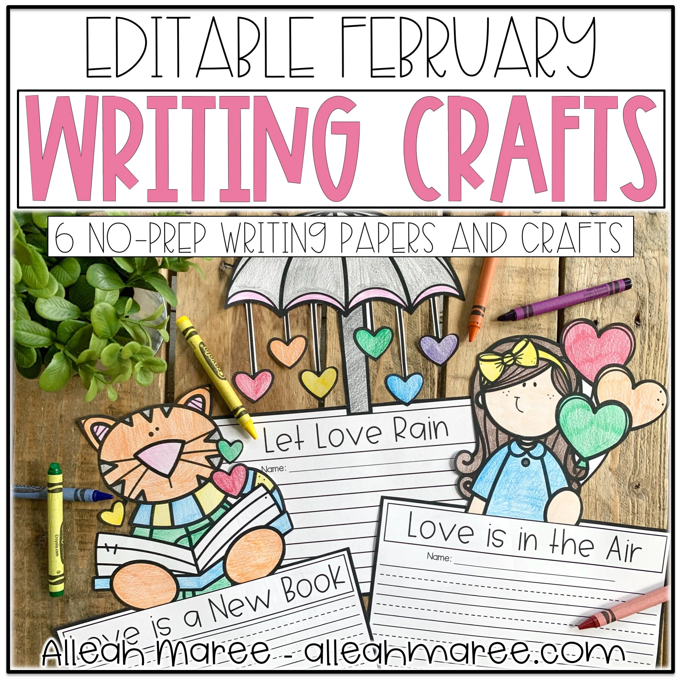 February Writing Prompts and Crafts Editable