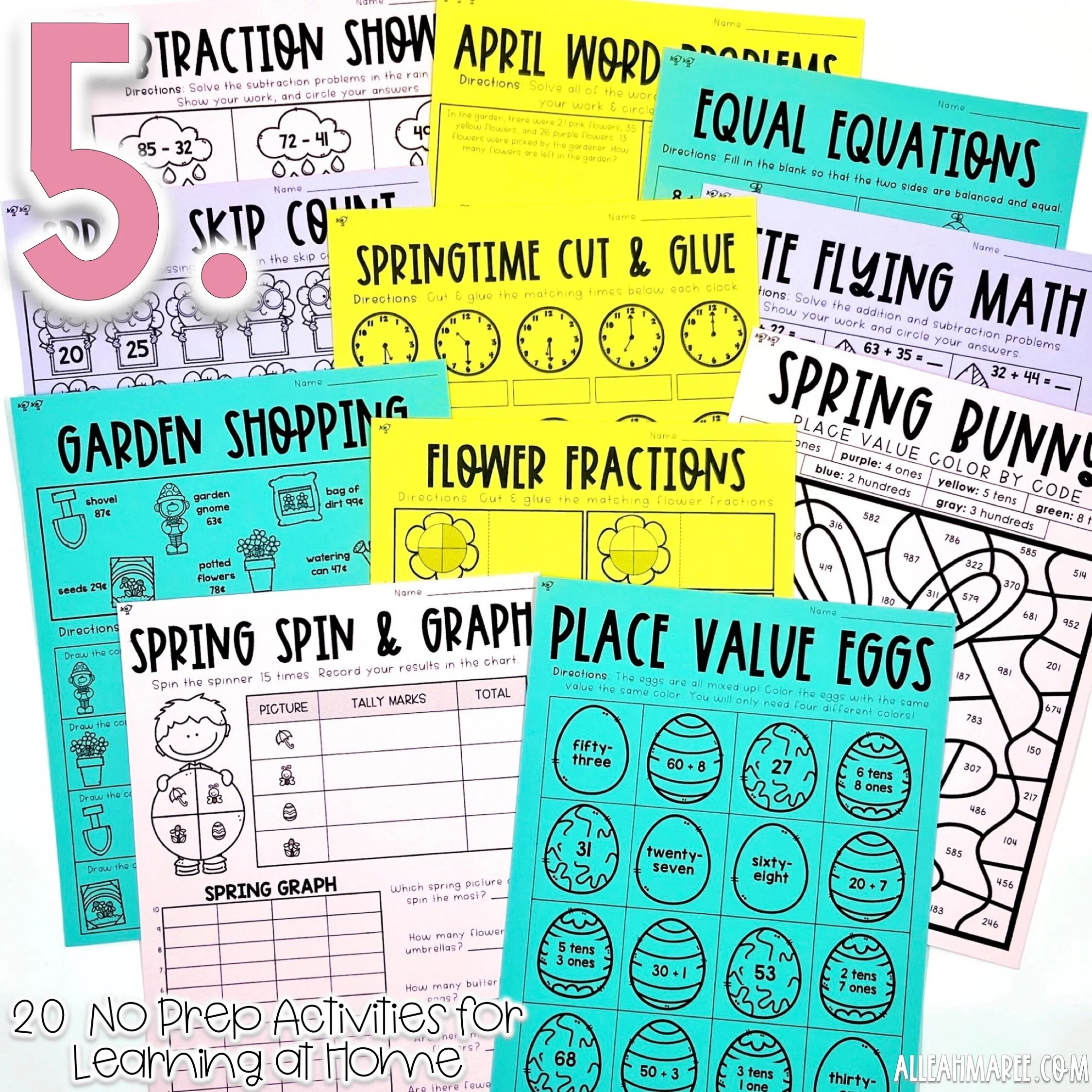 April No Prep Math Printables