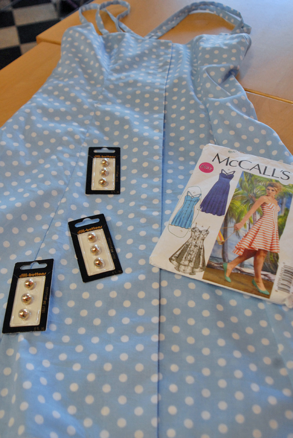 Unfinished Dress that we finished. Yay!