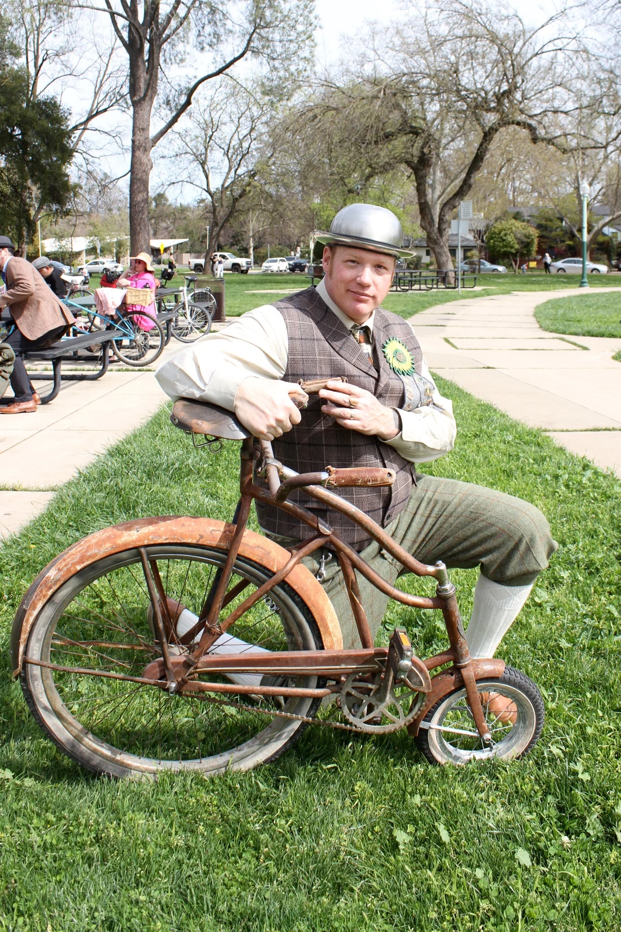 Devon won Best Bike because he Made it! and made his fantastic Bowler Helmut from a Teapot! This guy’s got some talent.