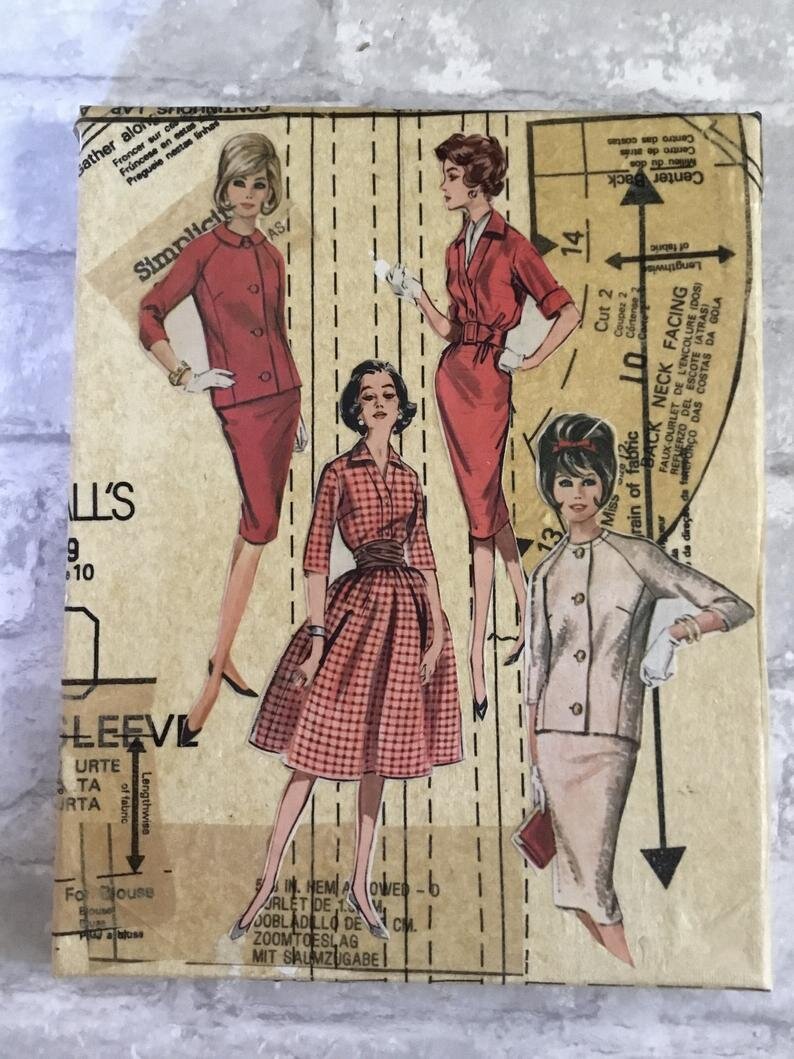 Fashion Wall Art with Vintage Sewing Patterns and Vintage Sheets