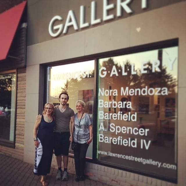 Barbara Barefield, left, with son Spencer and artist Nora Mendoza at the Lawrence Street Gallery in Ferndale, 2014.