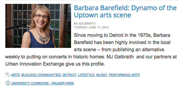 Photo by Doug Coombe for Model D and UIX ( Detroit Urban Innovative Exchange. www.uixdetroit.com/people/barbarabarefield.aspx