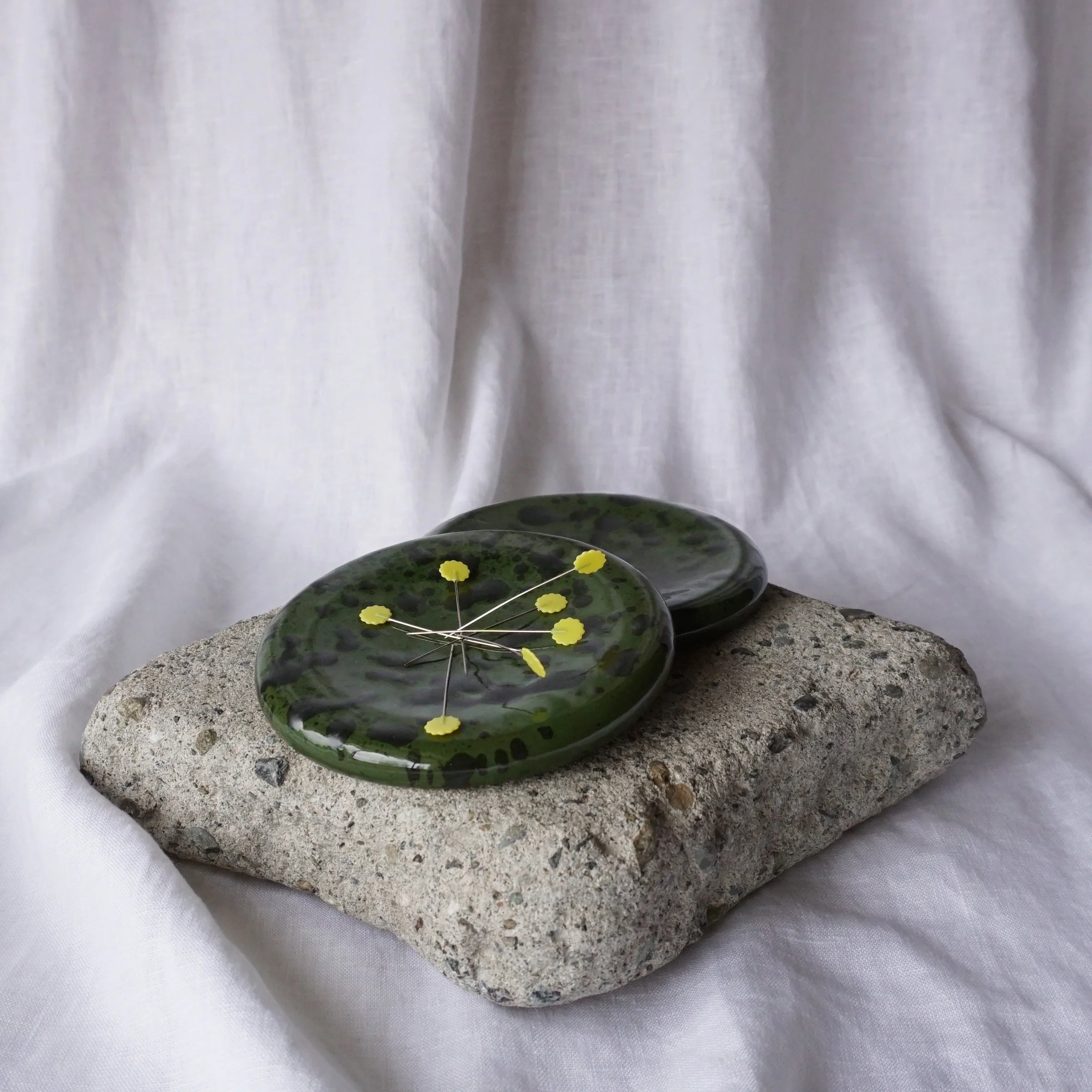 magnetic pin dish_green enamel splatterware_2.jpg