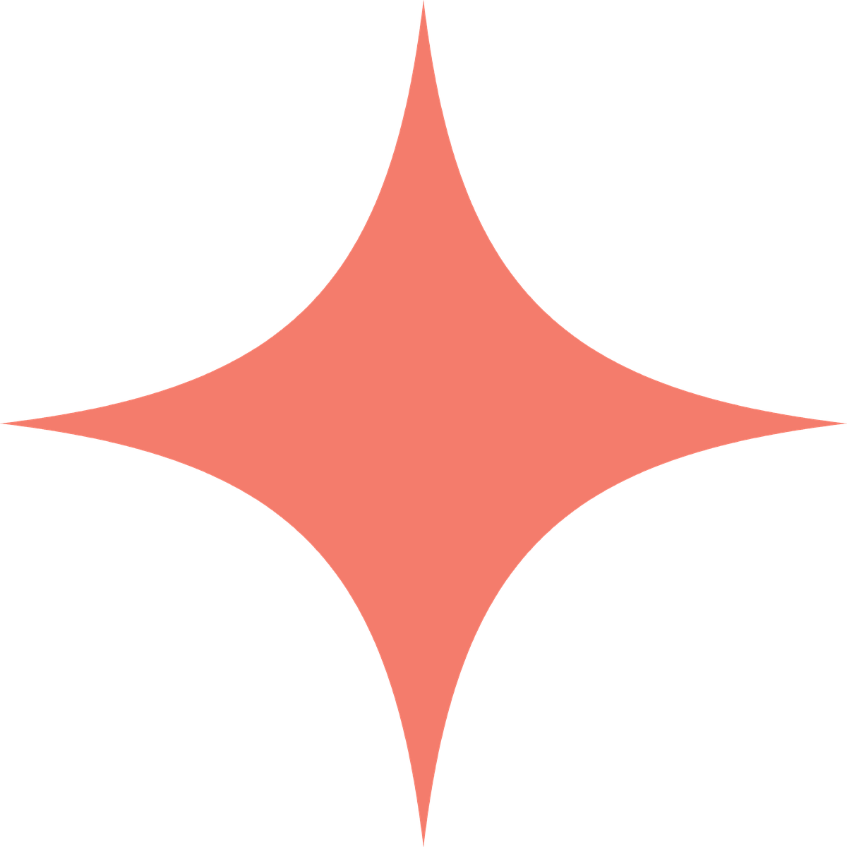 Four-pointed salmon-colored starburst shape on a black background