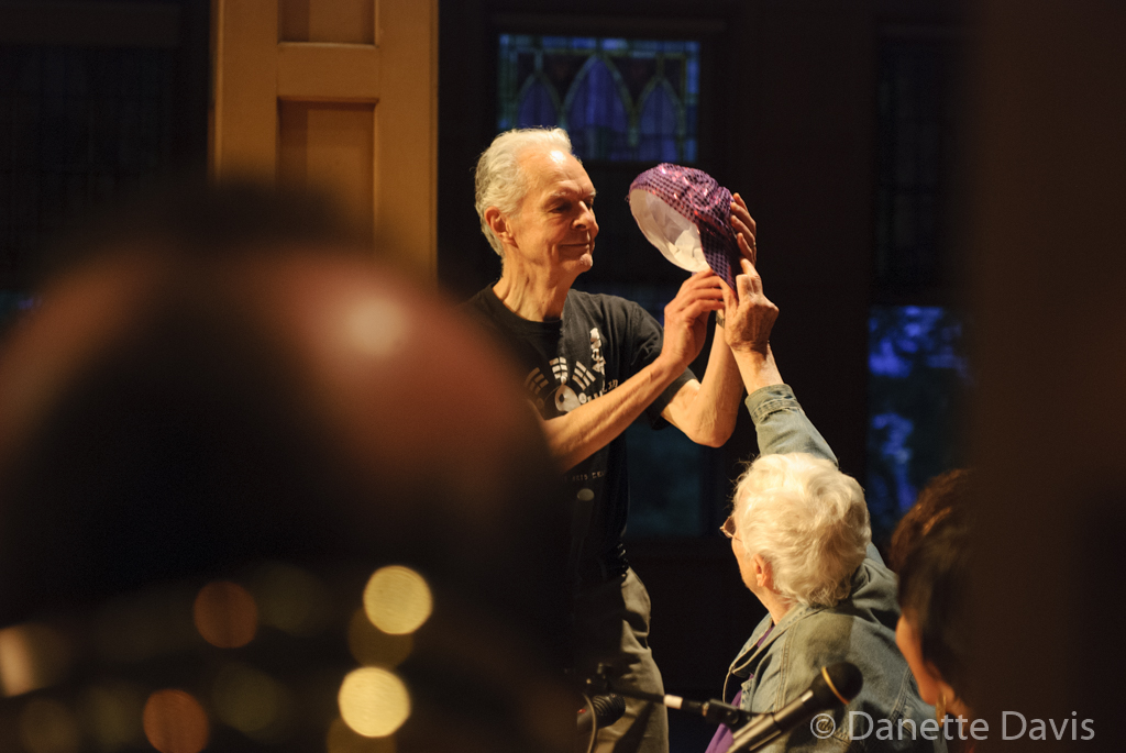  L-R: Stuart Dempster and Pauline Oliveros, 2016, at The Chapel 