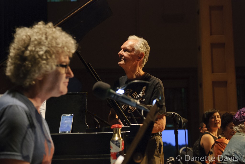  L-R: Neal Kosaly-Meyer, Stuart Dempster, Margaret Sunghe Paek, Ione, and Pauline Oliveros,  2016 , at The Chapel 