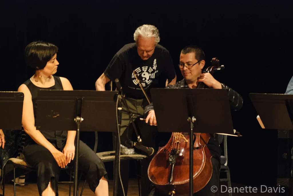 L-R: Margaret Sunghe Paek, Stuart Dempster, and, Loren Kiyoshi Dempster, 2016 , at The Chapel