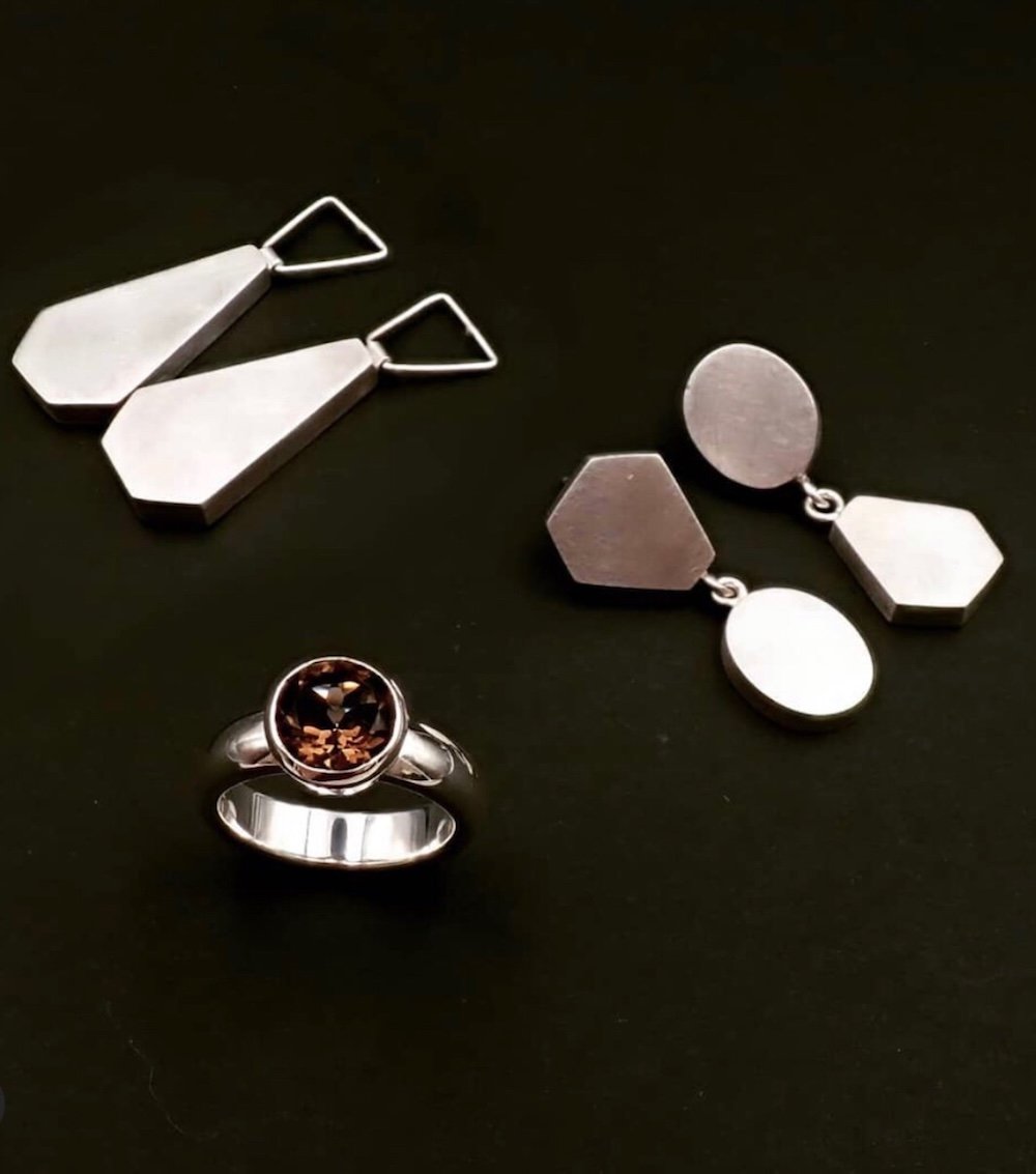 Julia Marin SQ ring and  silver earrings.jpg