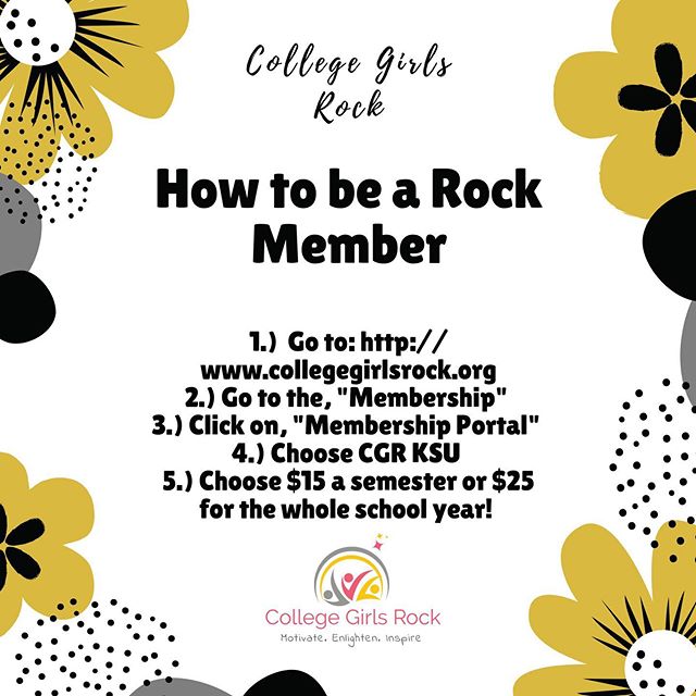 Hey ladies! If you are interested in becoming a rock member FOR THE FALL SEMESTER, the deadline is SEPTEMBER 20th. It is $15 for the semester, and $25 for the whole year. Click the link in our bio to join. Still undecided about joining? SWIPE! 👈🏾#k