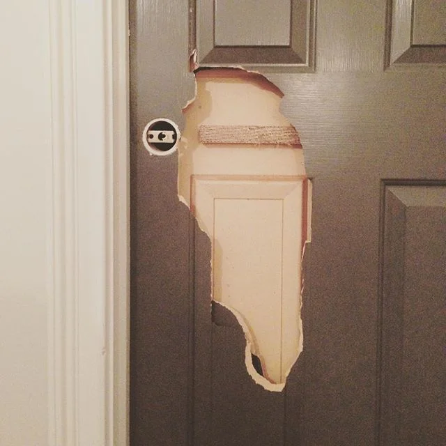 Katie locked herself in and we couldn't get her out.