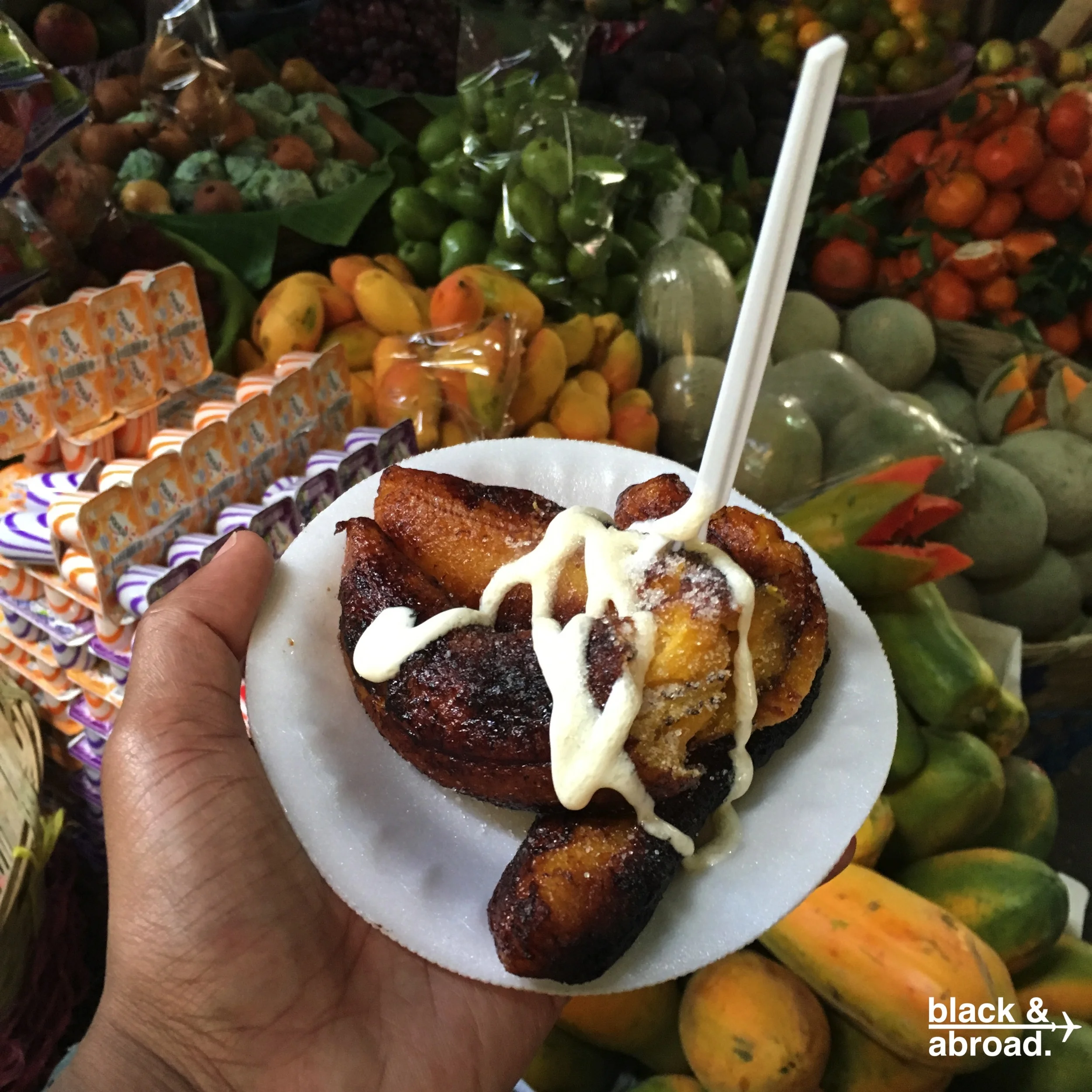 These freshly fried plantains with sweet cream were only 65 cents!