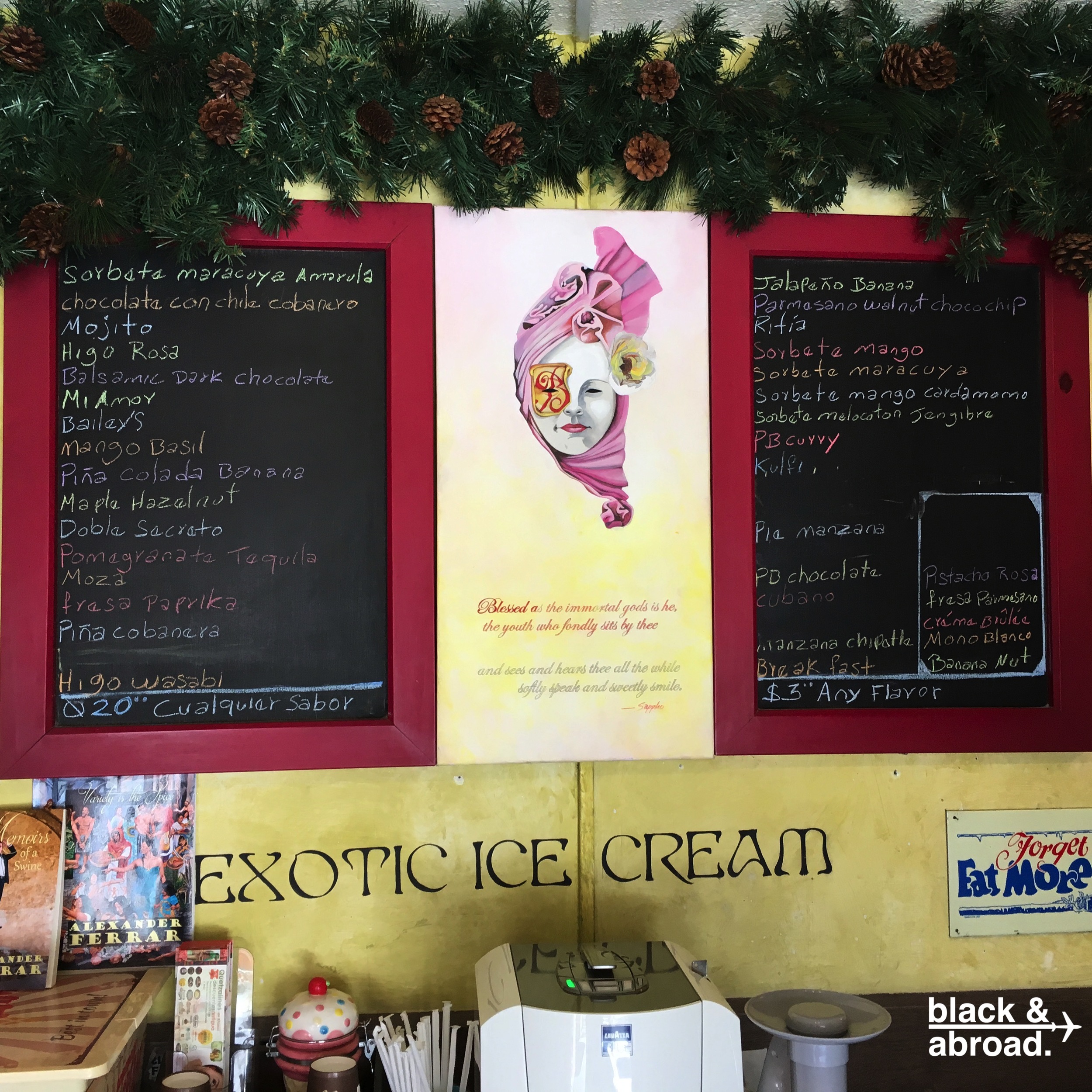 Sobremesa (Helados Exóticos) has the best ice cream in Antigua (and maybe the best you've ever had). The balsamic dark chocolate, mango basil, and pomegranate tequila flavors were fantastic!