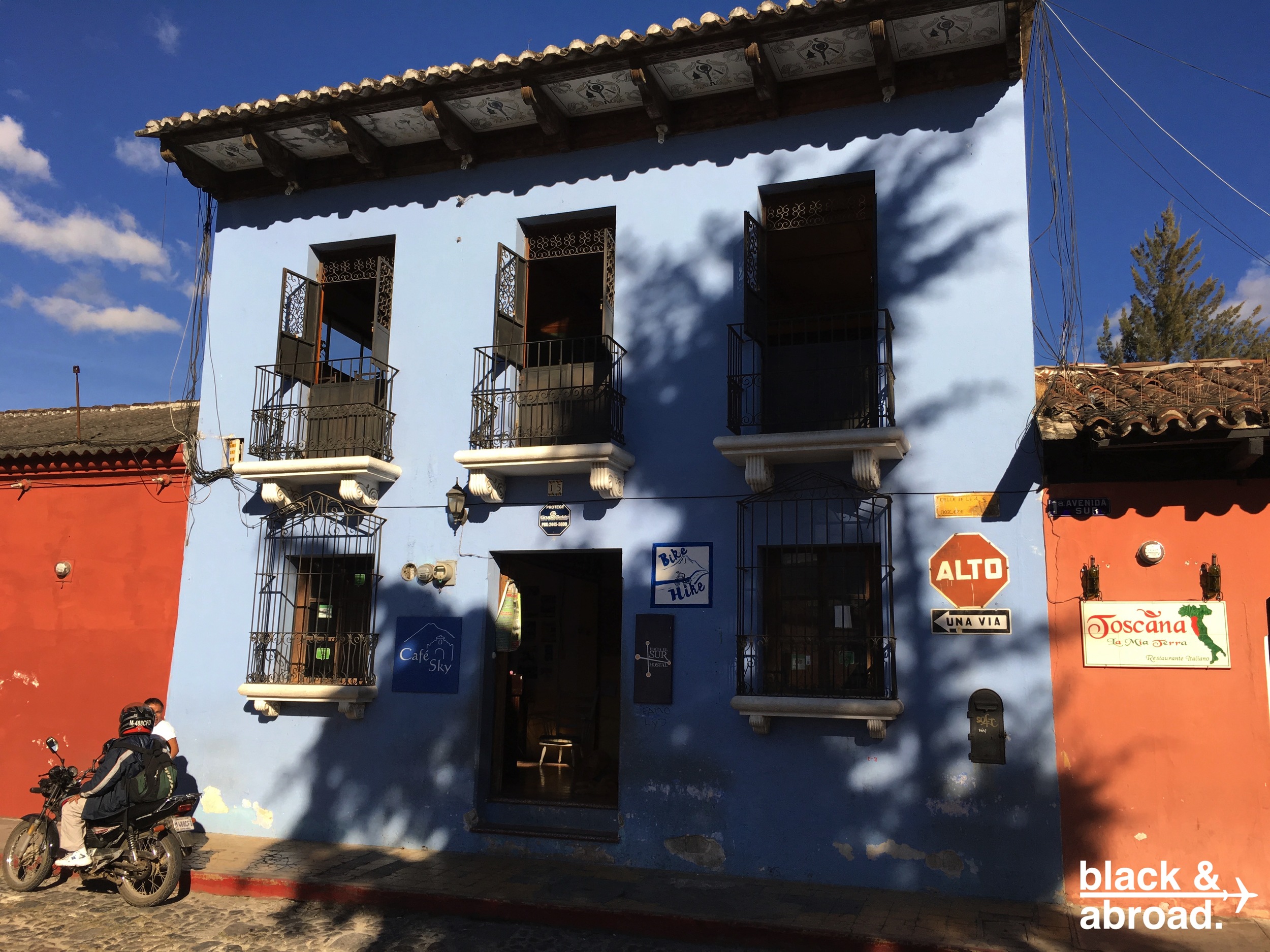Don't let the building fool you! At the top of this hostel is a bar with one of Antigua's best views.
