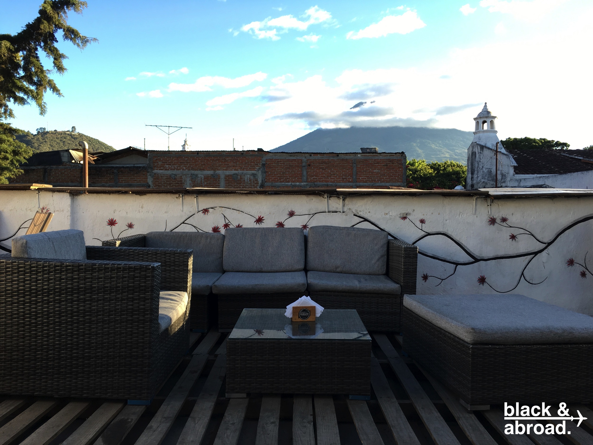 Frank & Fre's rooftop terrace is perfect for lounging with your travel crew.