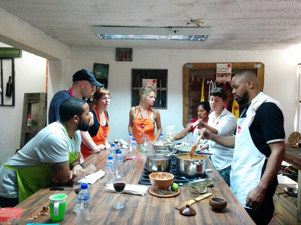 Getting directives from Cristina, our instructor and our translator for the evening.