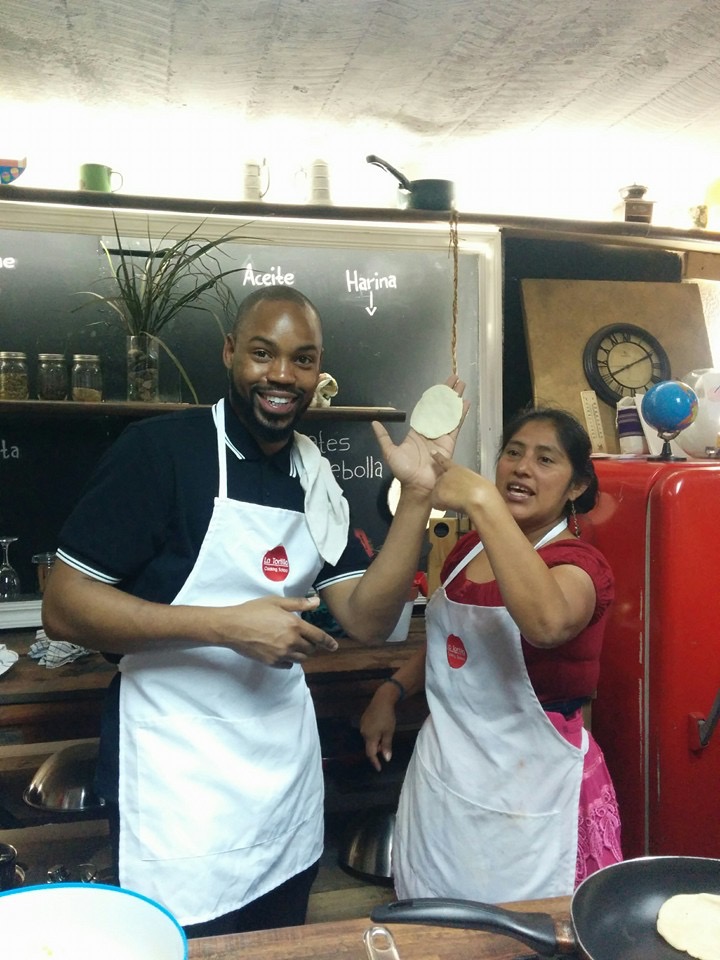 Making tortillas from scratch.