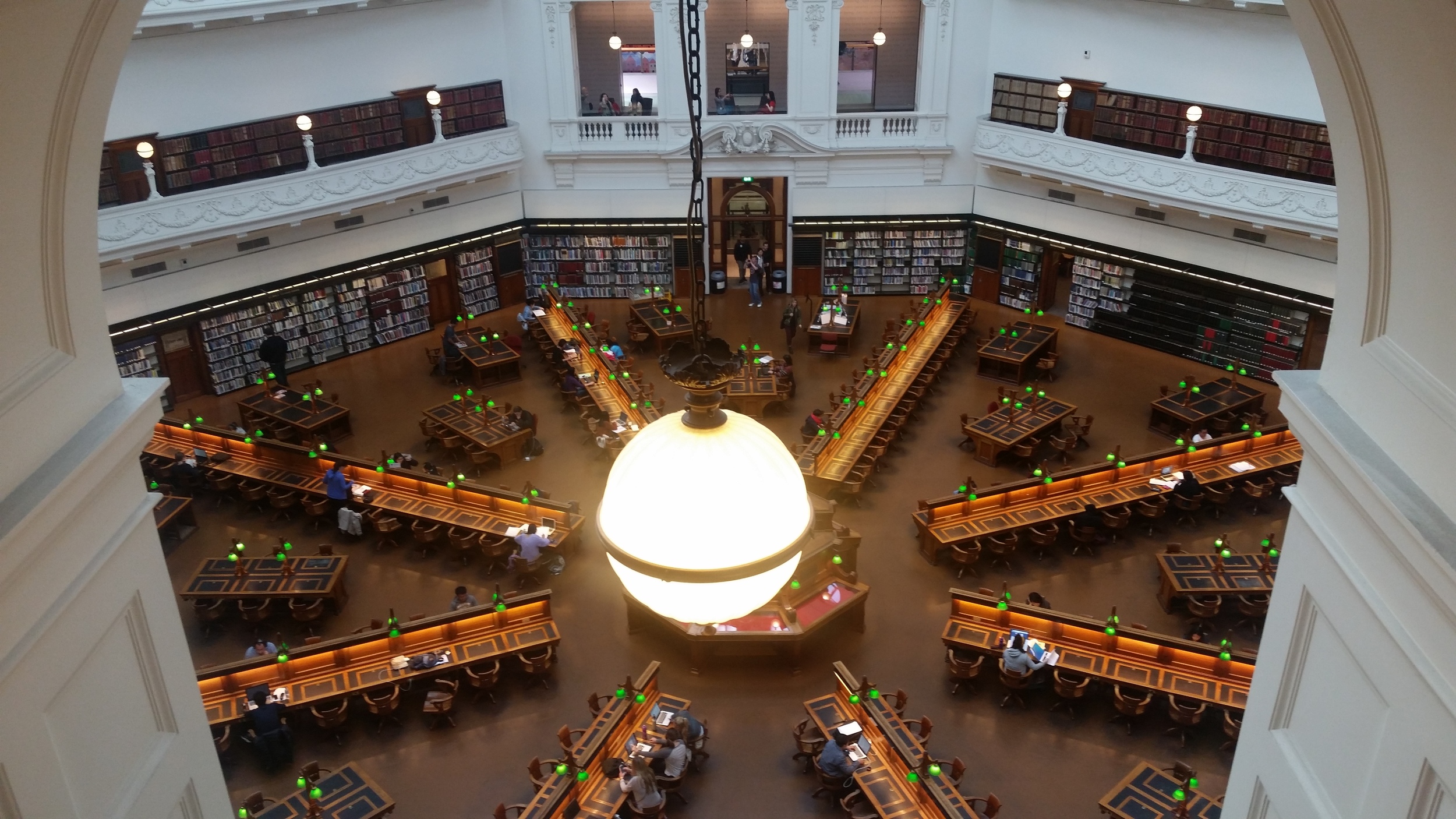 Neoclassical architecture in the State Library of Victoria.