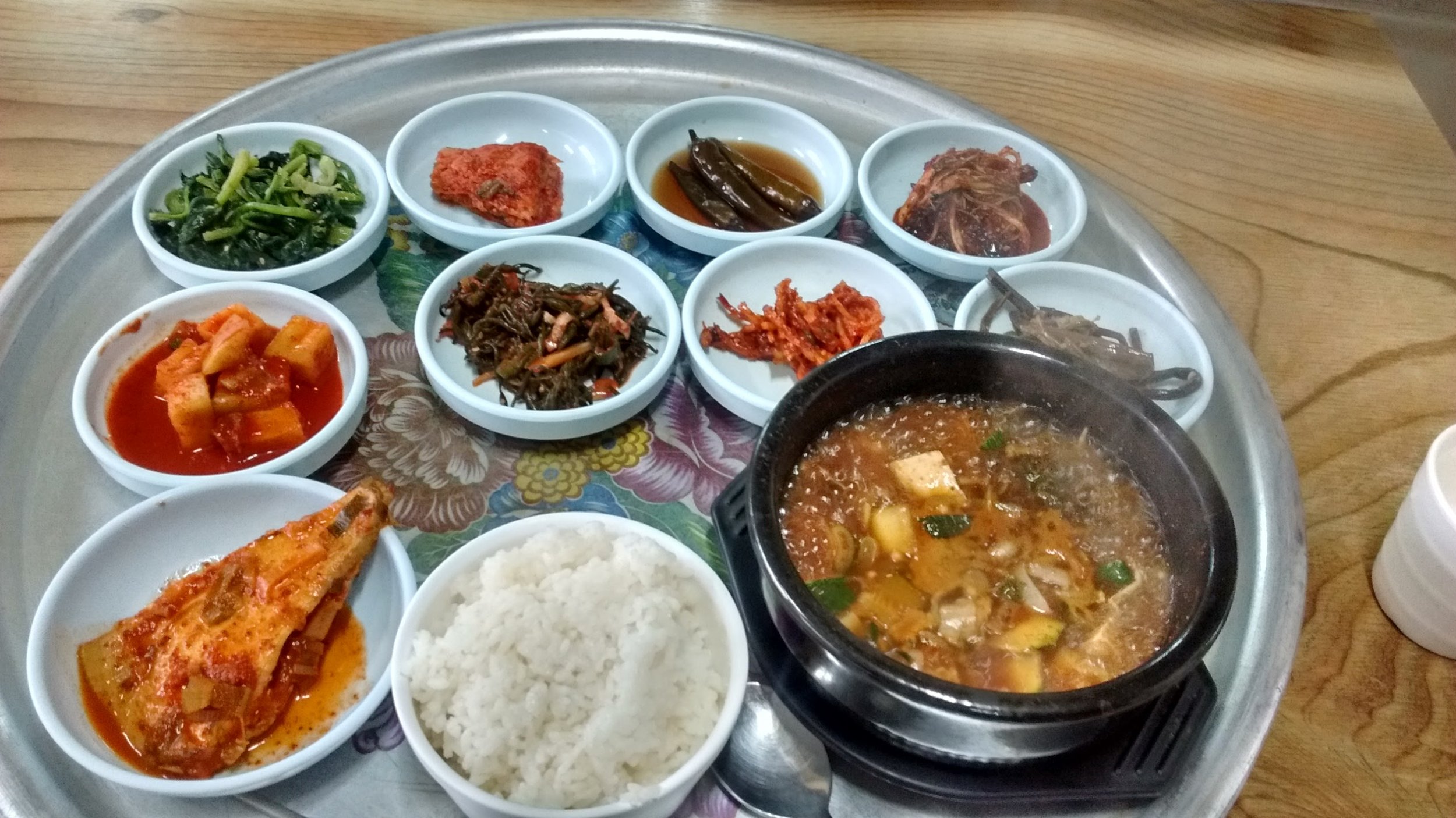 A typical Korean dinner. Total: $6