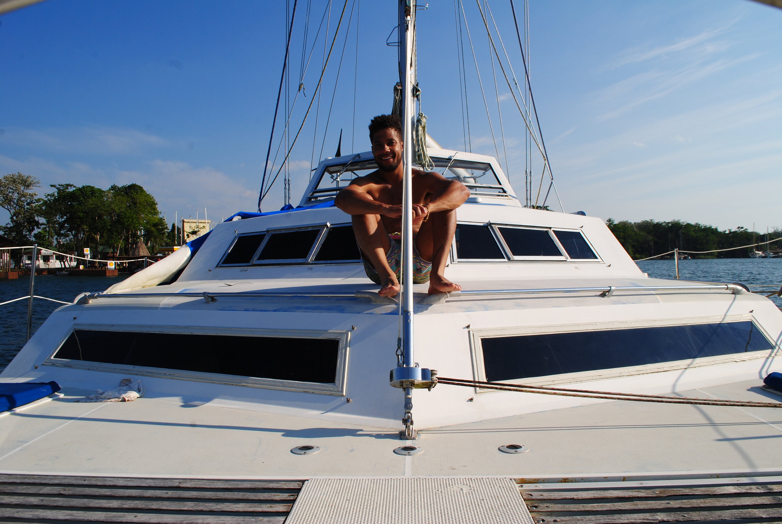 Me hanging out on a catamaran in Guatemala, which a guy from Couchsurfing lent to me for a few nights
