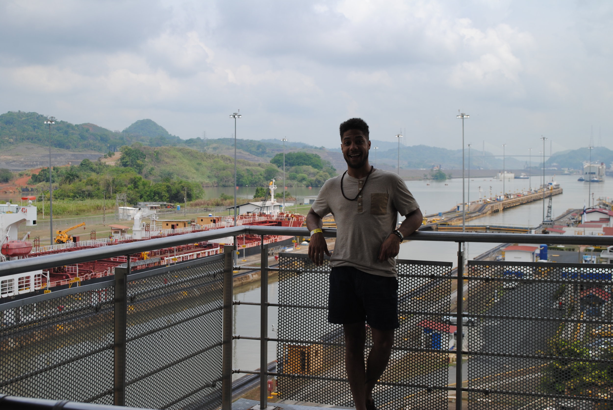 Me being safe at the Miraflores Locks, Panama
