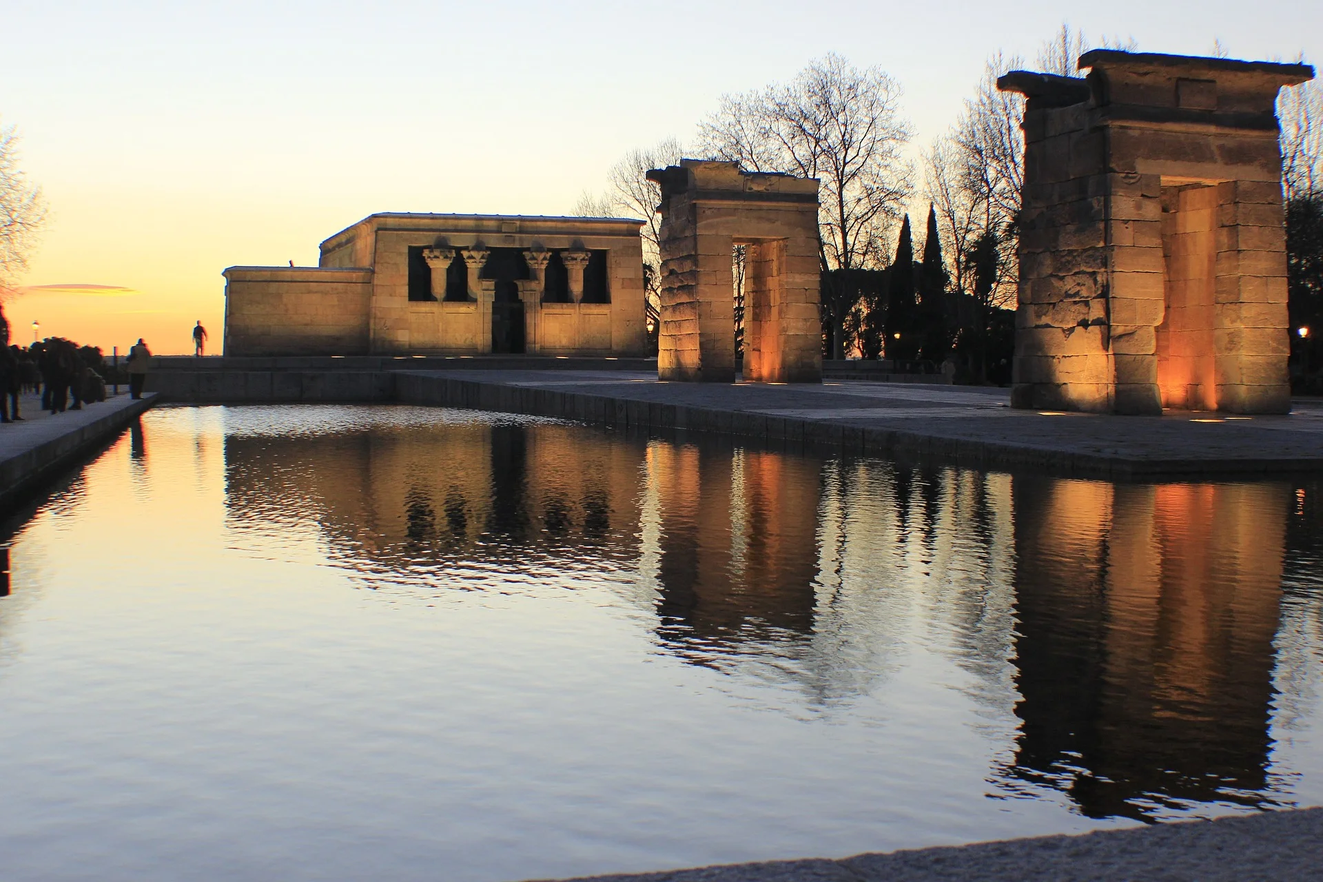 The world famous Debod Temple at sunset.