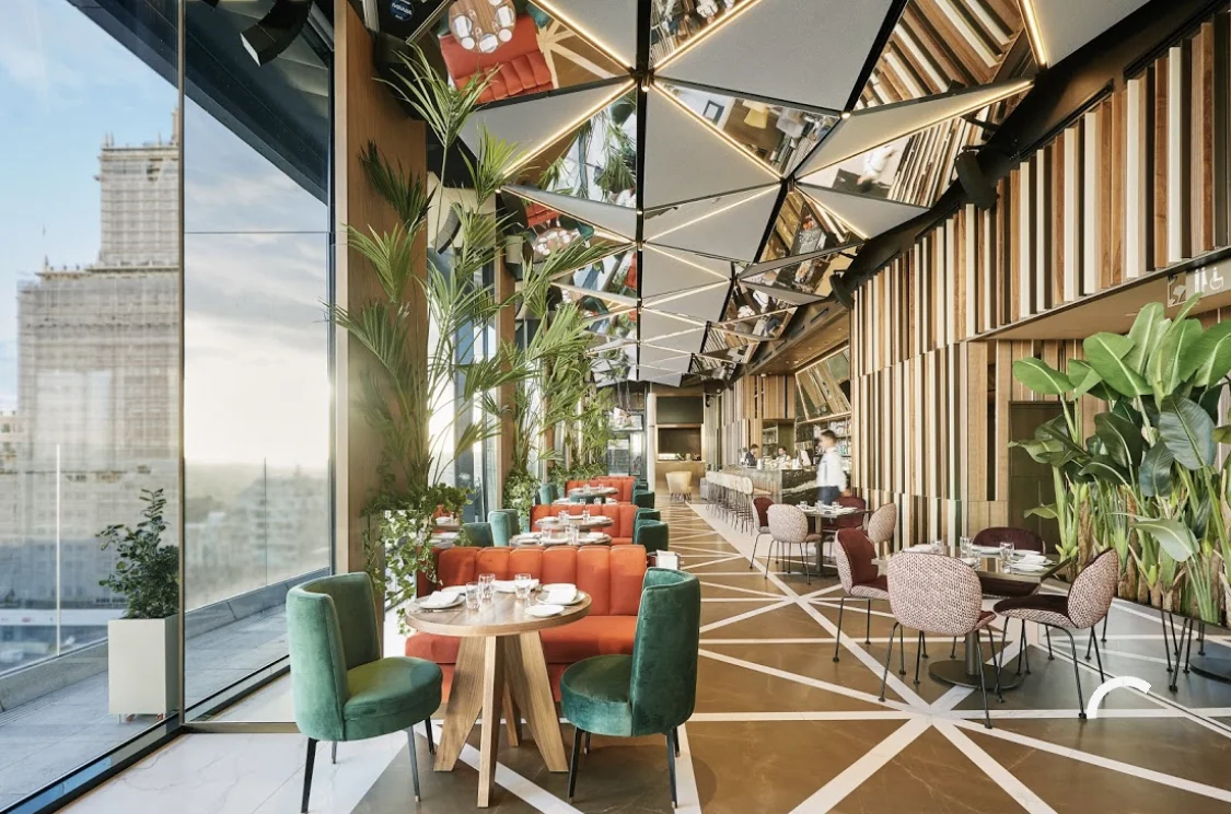 The main dining room of Gingko Restaurant and Sky Bar.