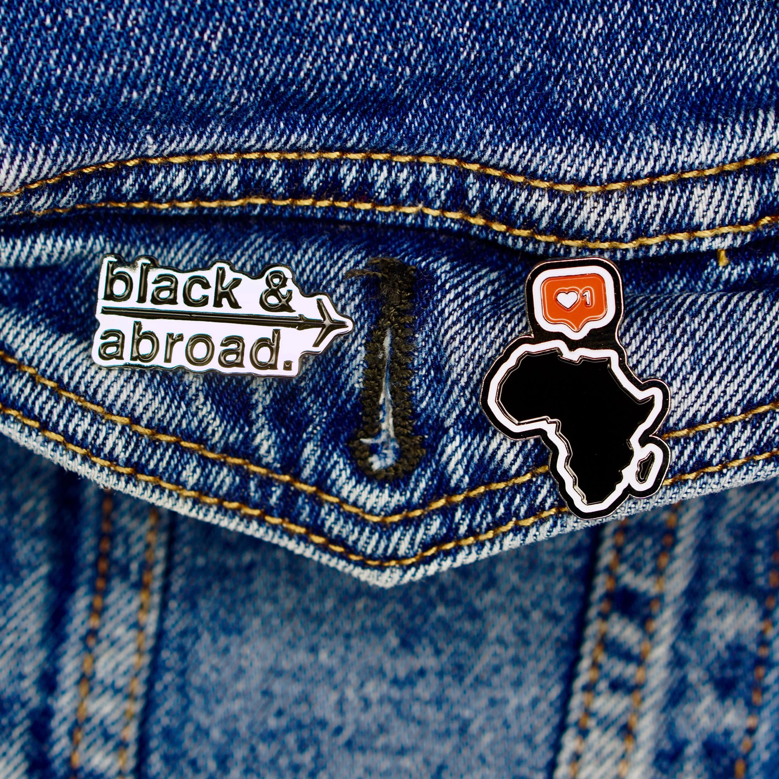 BLACK & ABROAD LAPEL PINS