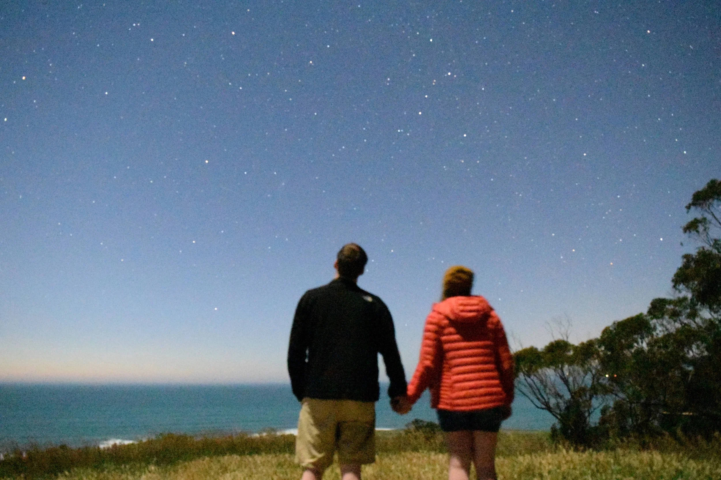 These stars were unbelievable. The moon was so bright it made my exposures look like daytime. And excuse the slight blur - I left my tripod in the car and this was set up on a bowl...