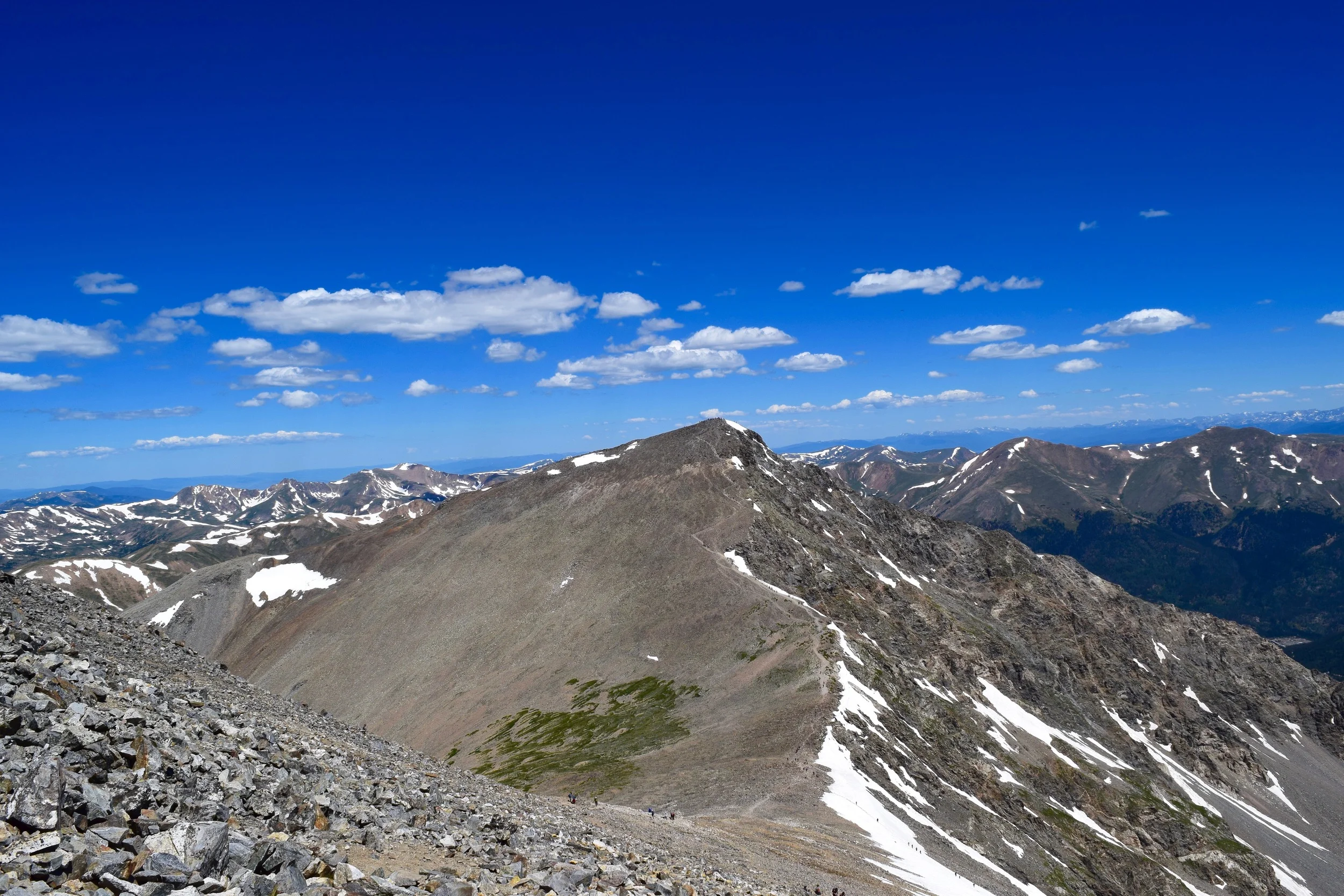 Just a few hundred vertical feet from the summit of Grays, looking across to Torreys. 
