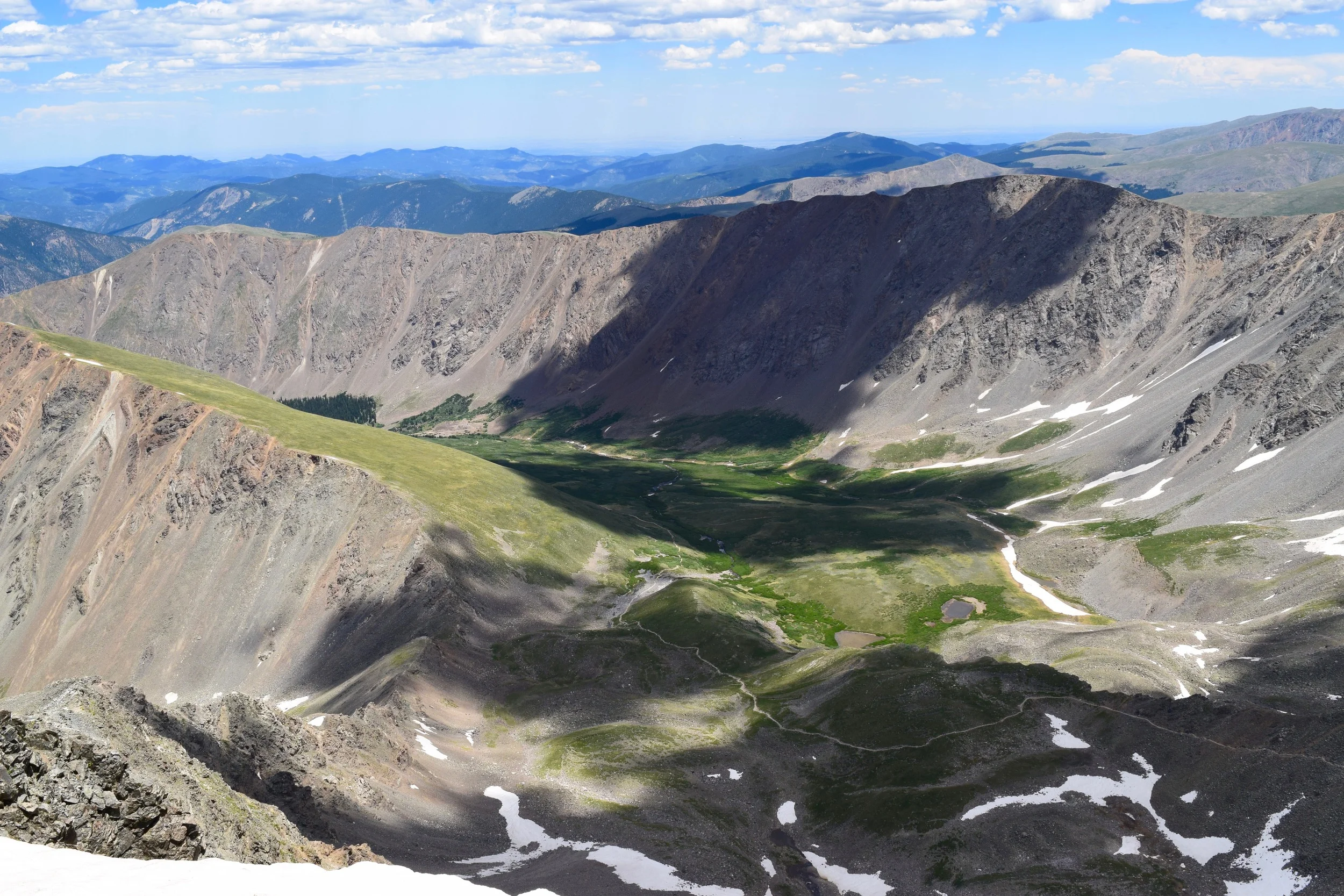 A look back towards Steven's Gulch and the route we took. The parking lot is just out of sight around the corner.