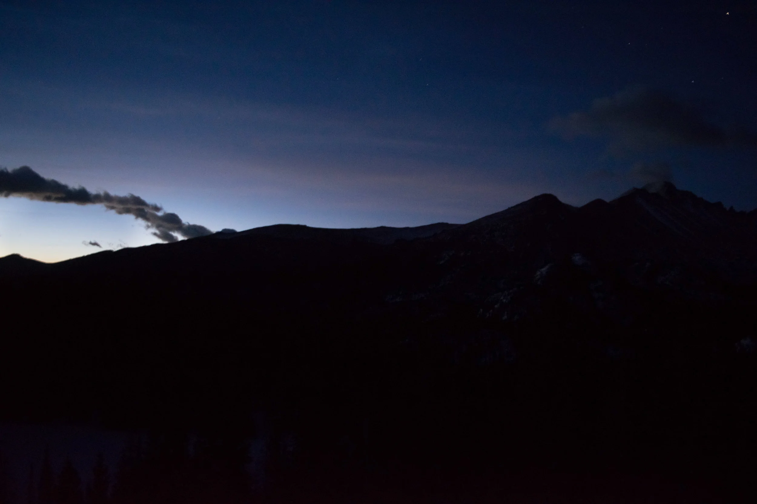 Not a great quality image, but it shows Longs and the start of the sunrise and some stars. I love it anyways. 