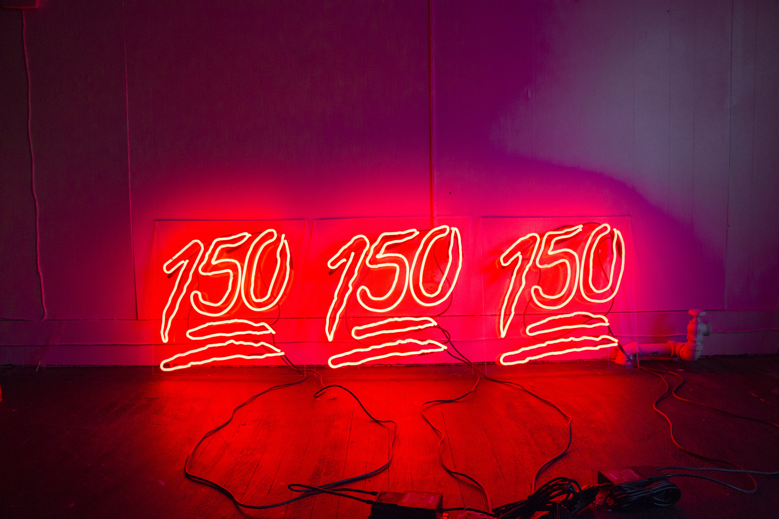 each sign uses ruby red glass for the deepest red hue achievable in neon