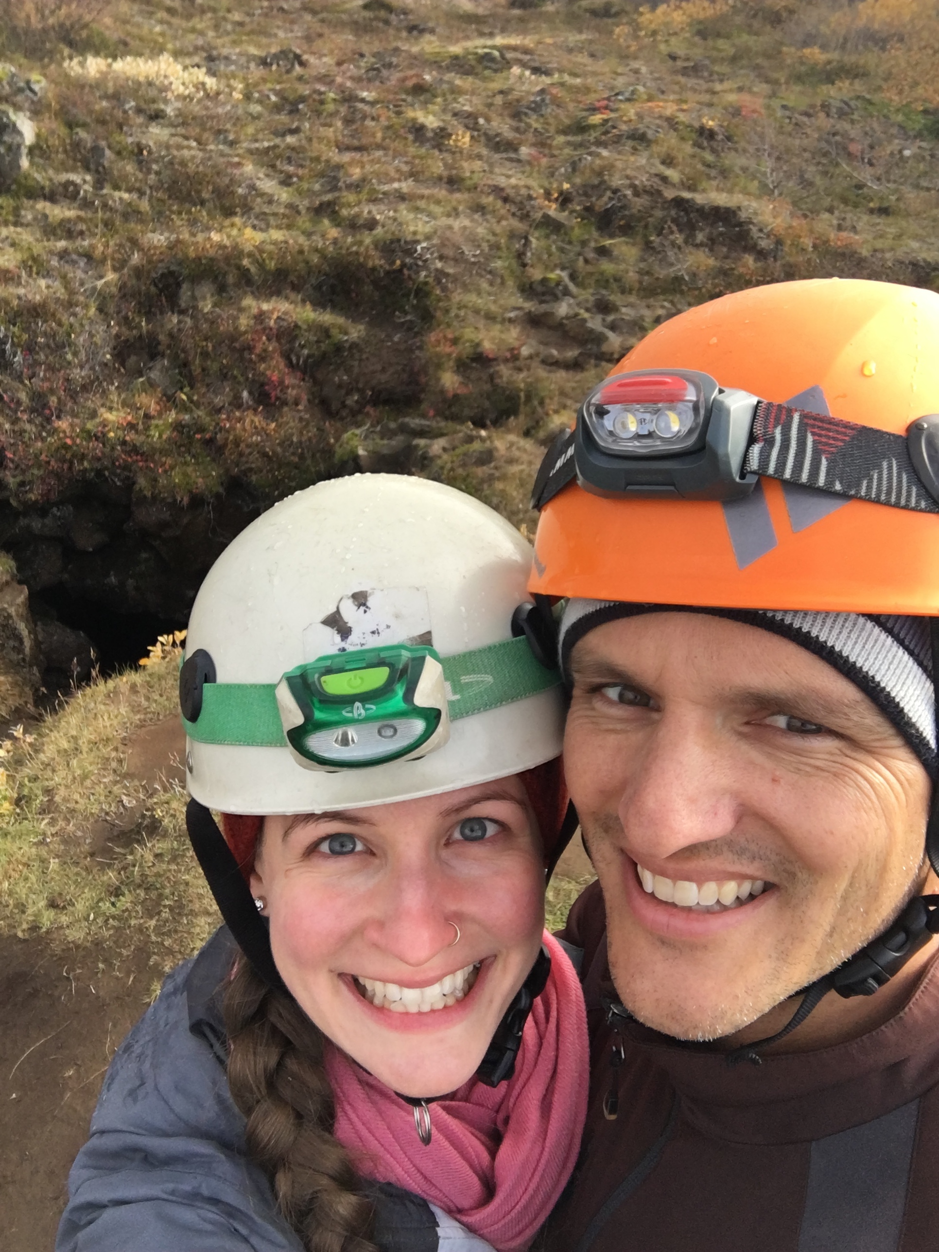Exploring a lava cave in Iceland, October 2017
