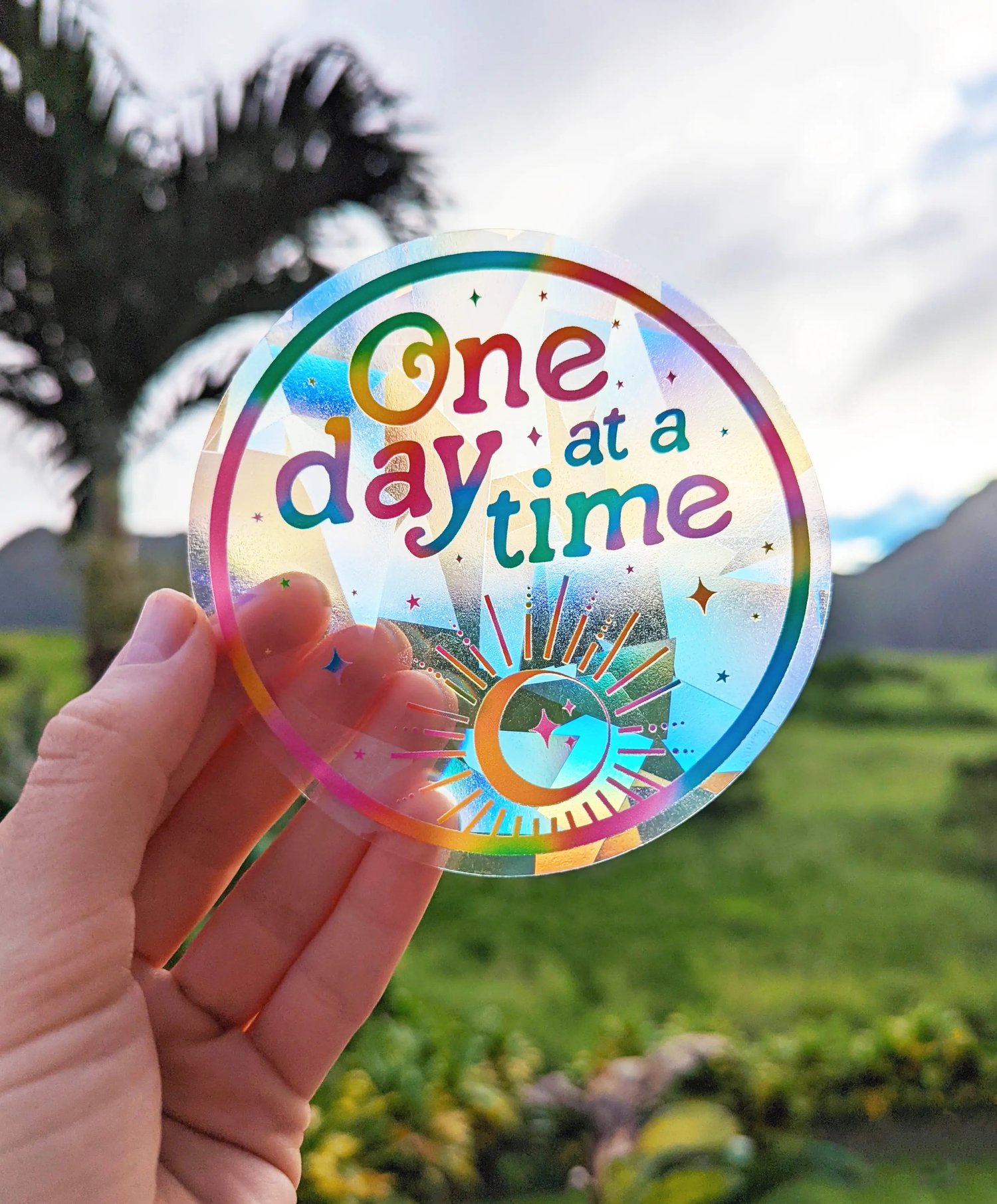 One Day at a Time Rainbow Suncatcher Sticker — Revolt Style Studio