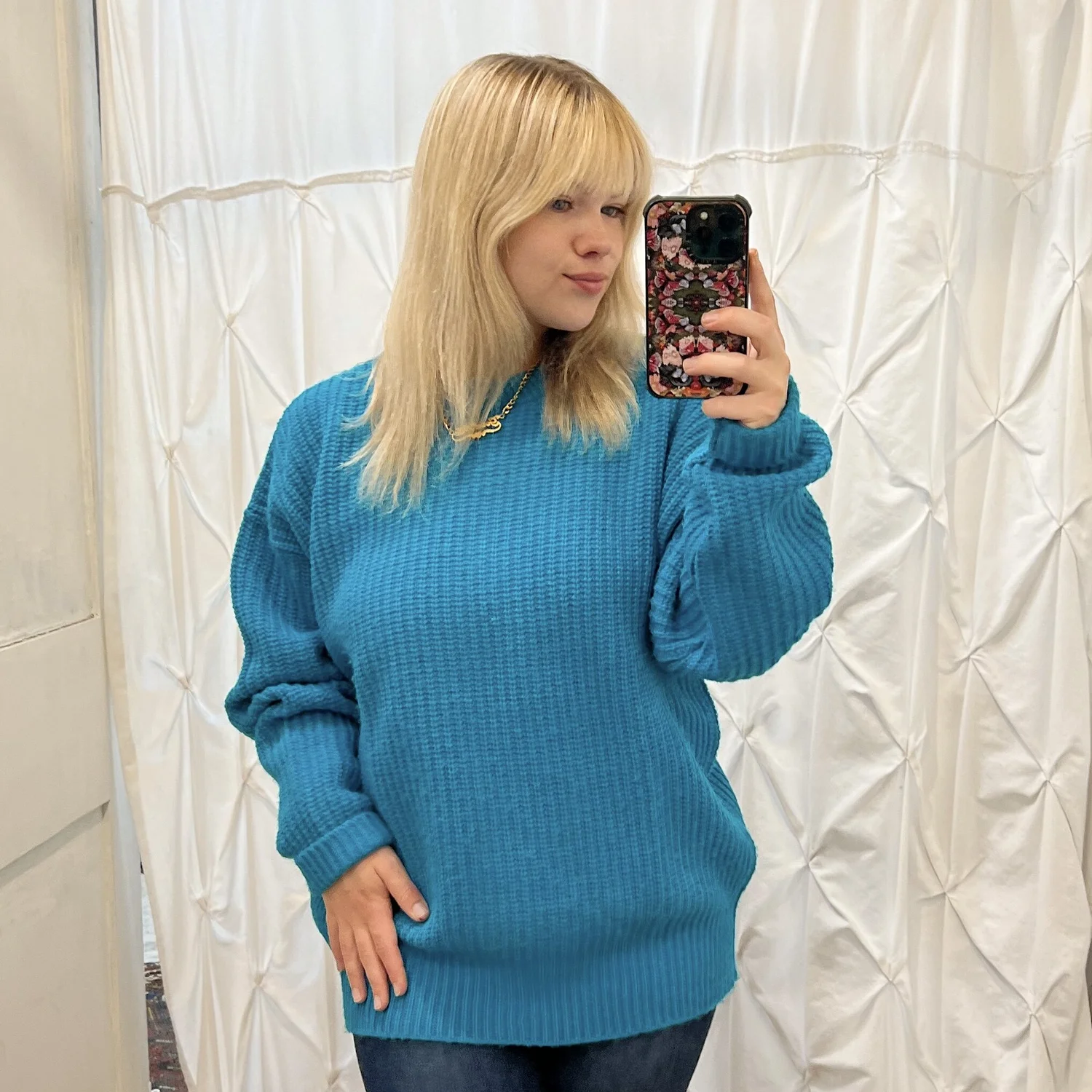 Vintage 90s Teal Blue Knit Sweater, L — Revolt Style Studio
