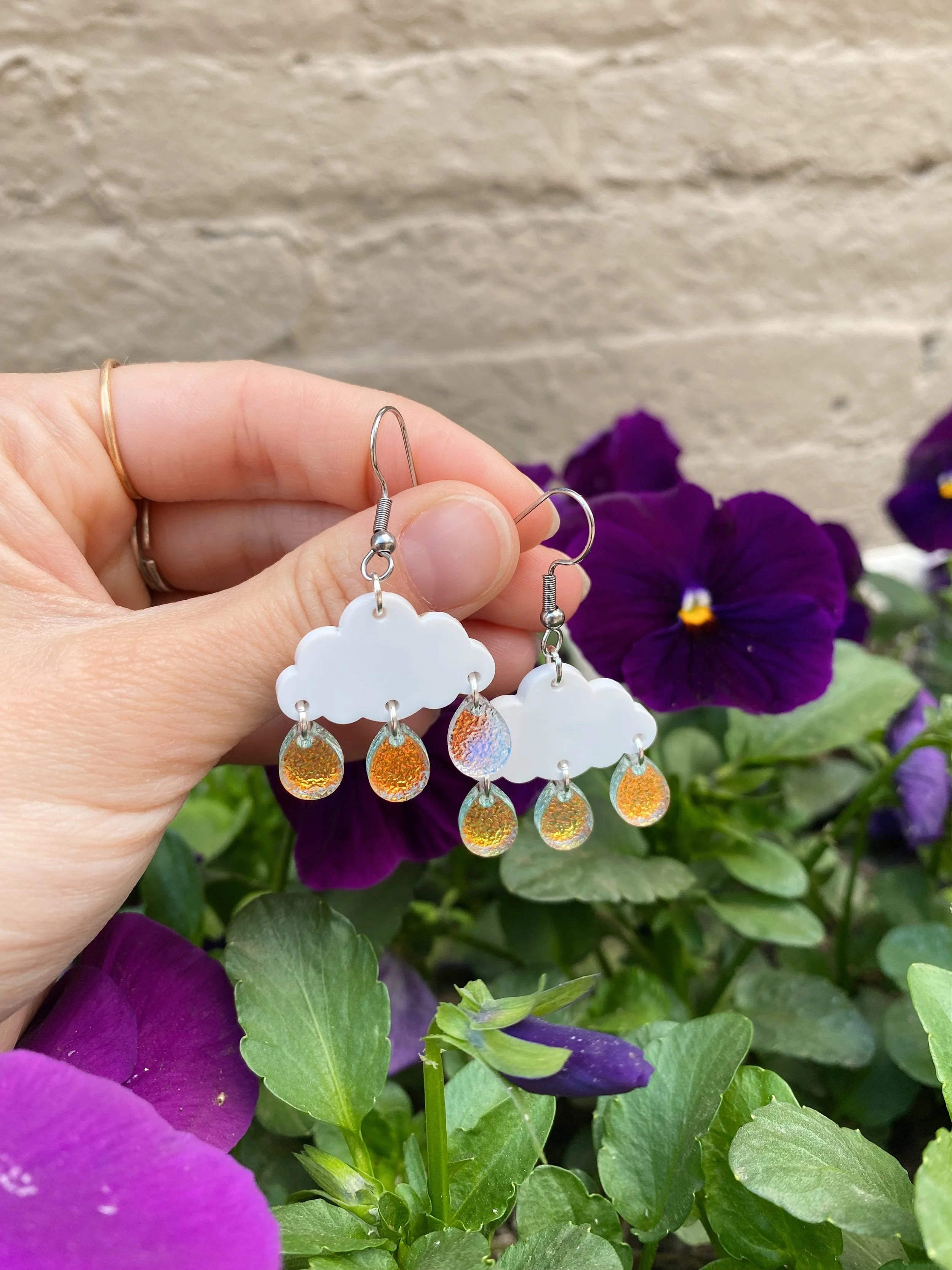 Clouds + Rain Drops Earrings
