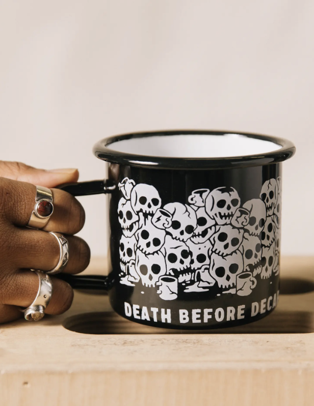 Death Before Decaf Enamel Mug